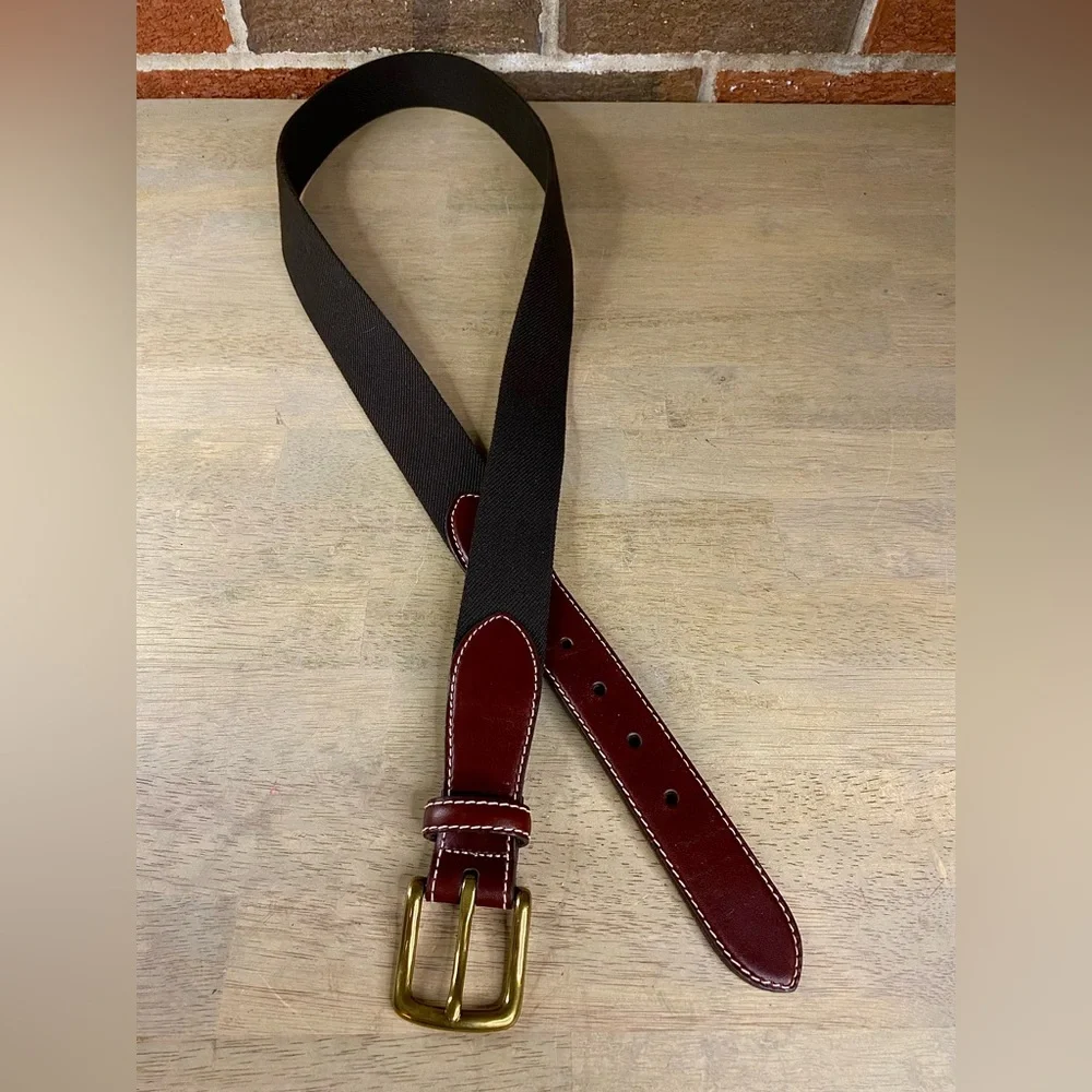 LL Bean Comfort Waist Belt‎ Men Black & Maroon Size 42